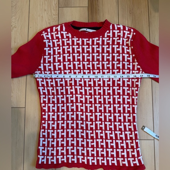 Tommy Hilfiger Red and White Crew Neck Sweater - Picture 3 of 5